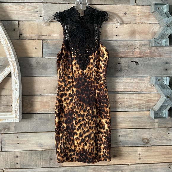 Cheetah Print Lace Dress - Picture 1 of 8